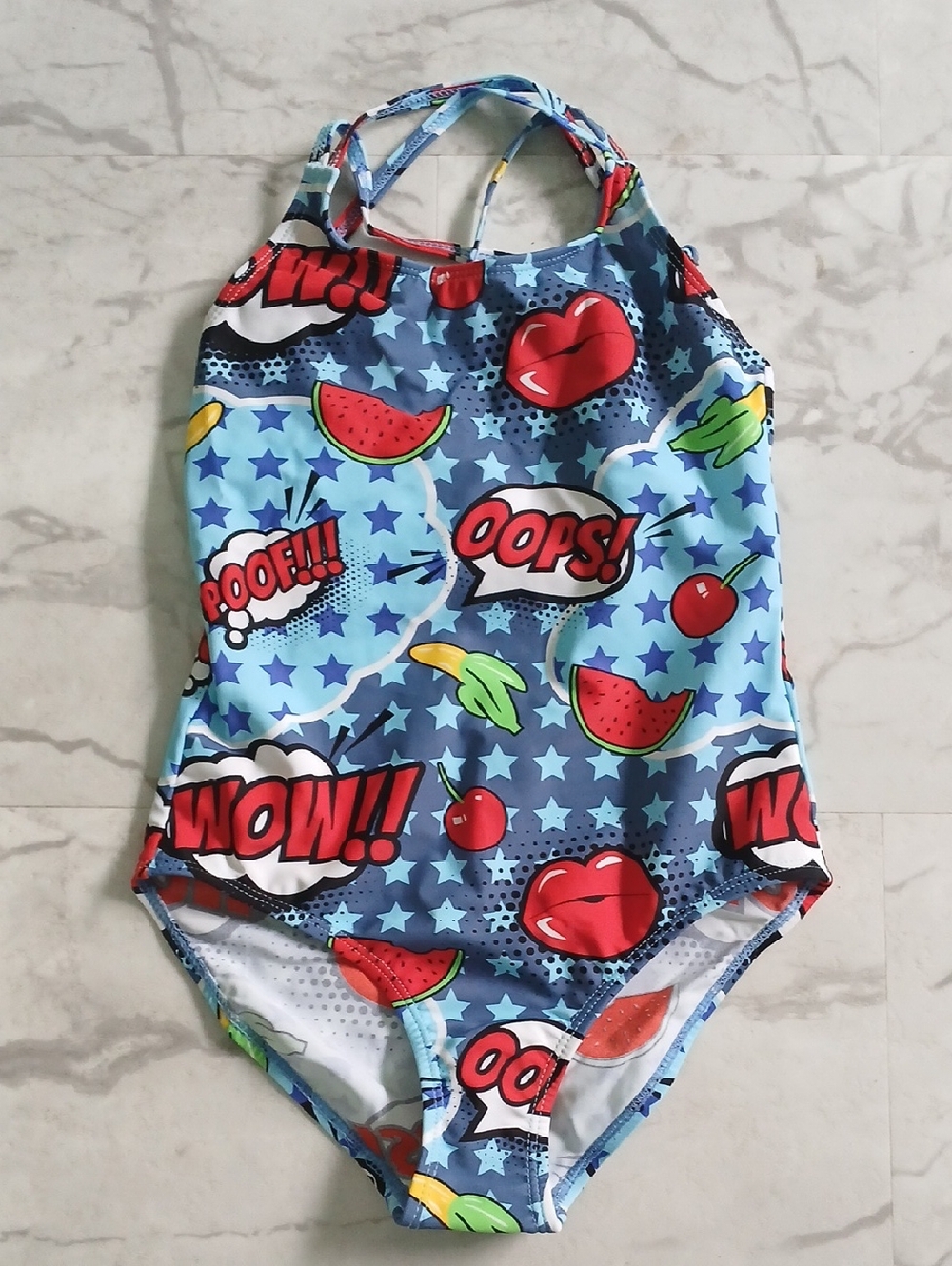 Girl's One Piece Swimsuit with Fruits Size 7-8
